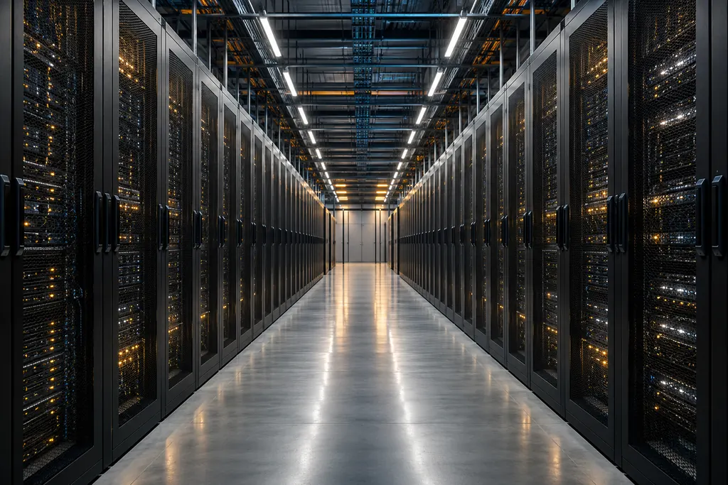 Illustration of a long server hall.