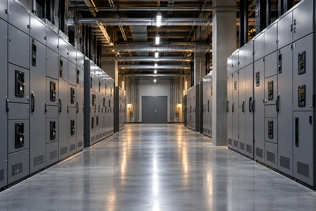Illustration of closed electrical cabinets.