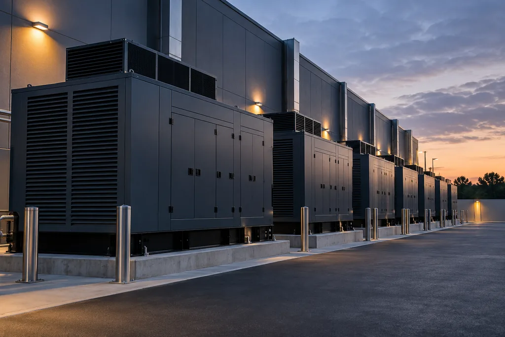 Illustration of closed backup generator enclosures.
