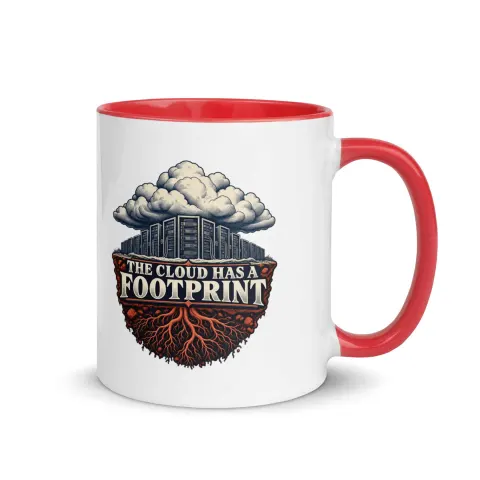 The cloud has a footprint, color inside mug