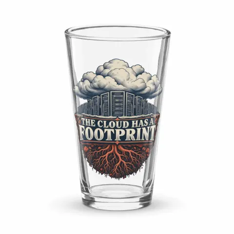 The cloud has a footprint, pint glass