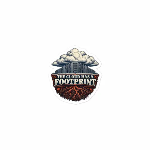 The cloud has a footprint, sticker