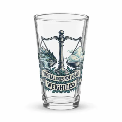 Digital does not mean weightless, pint glass