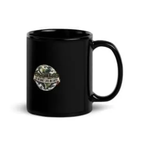 The internet lives on Earth, black mug