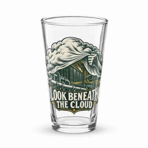Look beneath the cloud, pint glass
