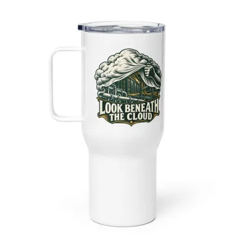 Look beneath the cloud, travel mug