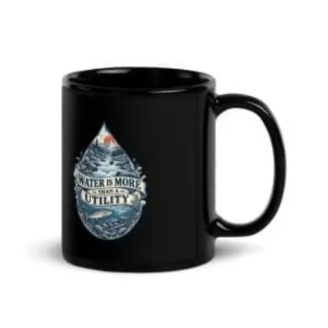 Water is more than a utility, black mug