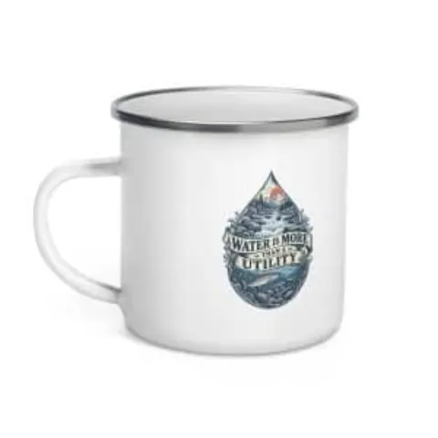 Water is more than a utility, enamel camp mug