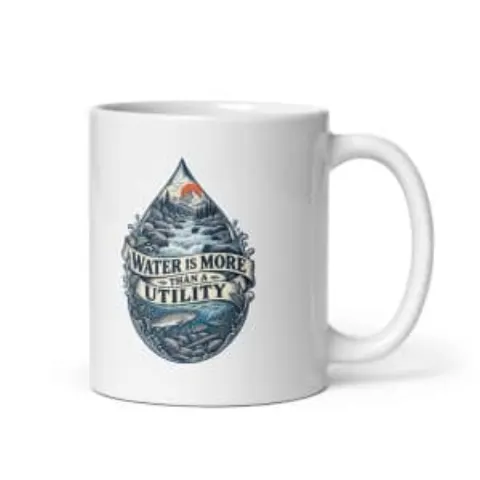 Water is more than a utility, white mug