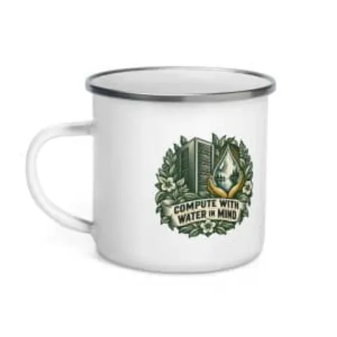Compute with water in mind, enamel camp mug