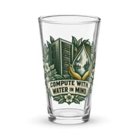 Compute with water in mind, pint glass