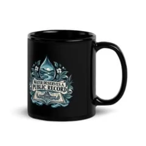 Water deserves a public record, black mug
