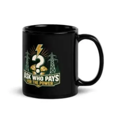 Ask who pays for the power, black mug