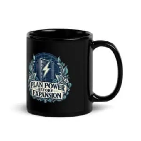Plan power before expansion, black mug