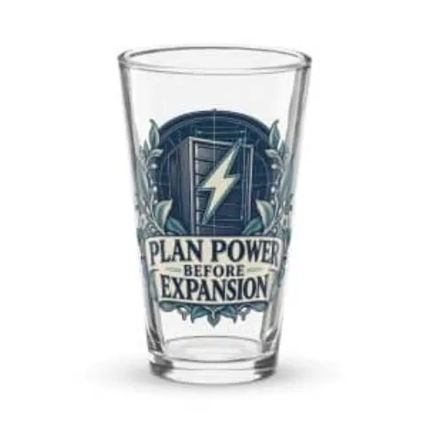 Plan power before expansion, pint glass