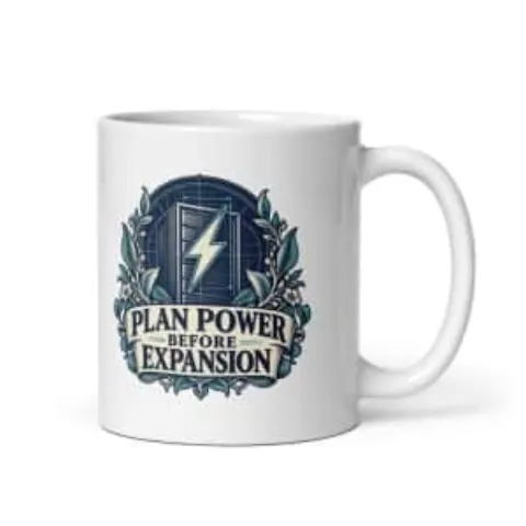 Plan power before expansion, white mug